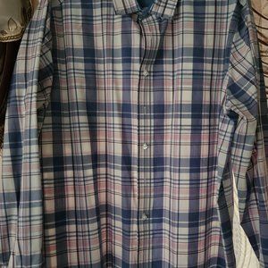 Mens Shirt Plaid Print Long Sleeve Shirt XXL